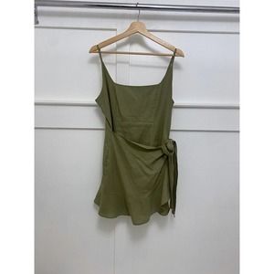 Princess Polly Womens love lane green wrap front mini dress Sz M- Says10